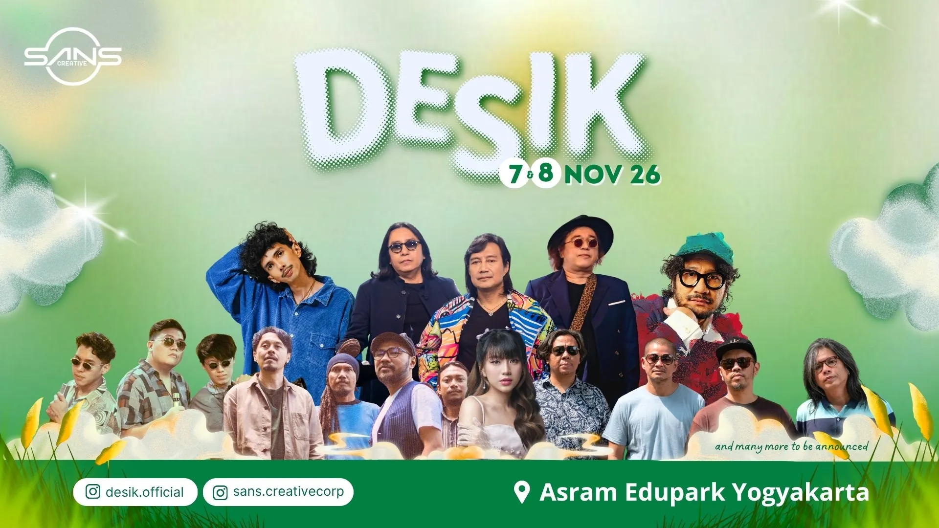 Poster resmi DESIK 7 dan 8 November 2026 dengan foto para penampil